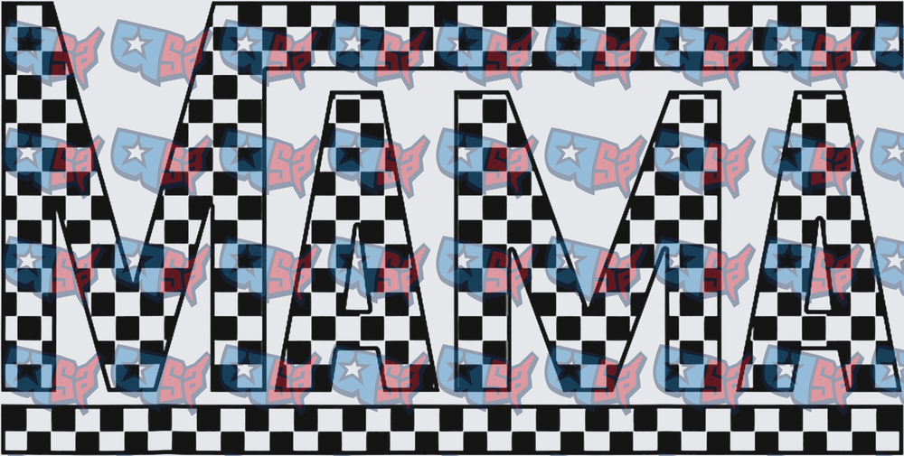 Checkered Black and White MAMA Bold Lettering (DTF)