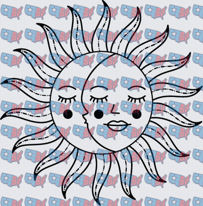 Boho Sun Face With Closed Eyes (DTF)