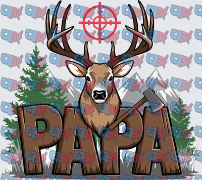 Papa Buck Deer Hunting Scope Mountain Scene (DTF)