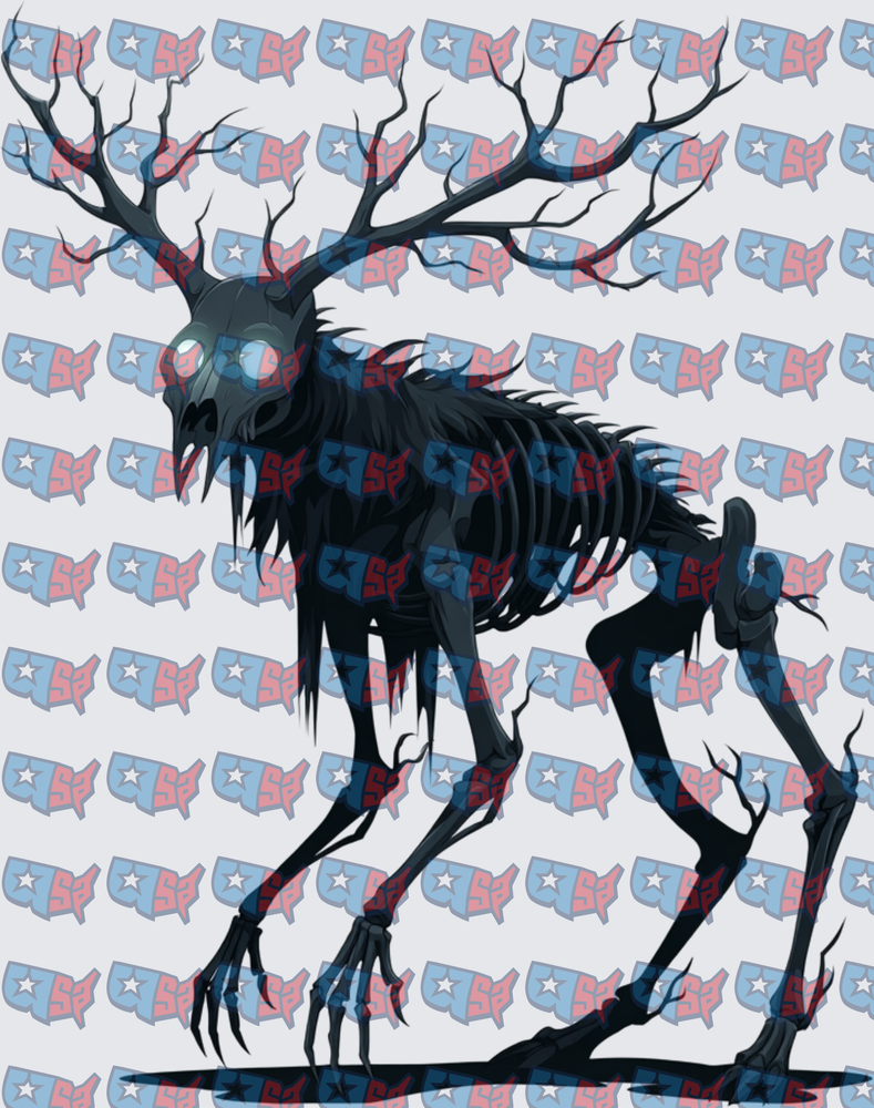 Dark Skeletal Wendigo Creature With Antlers (DTF)