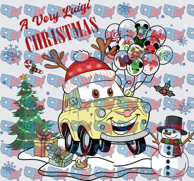 A Very Luigi Christmas Car Holiday Scene (DTF)