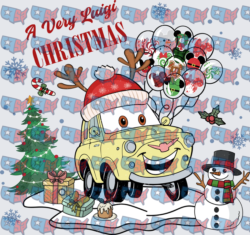 A Very Luigi Christmas Car Holiday Scene (DTF)