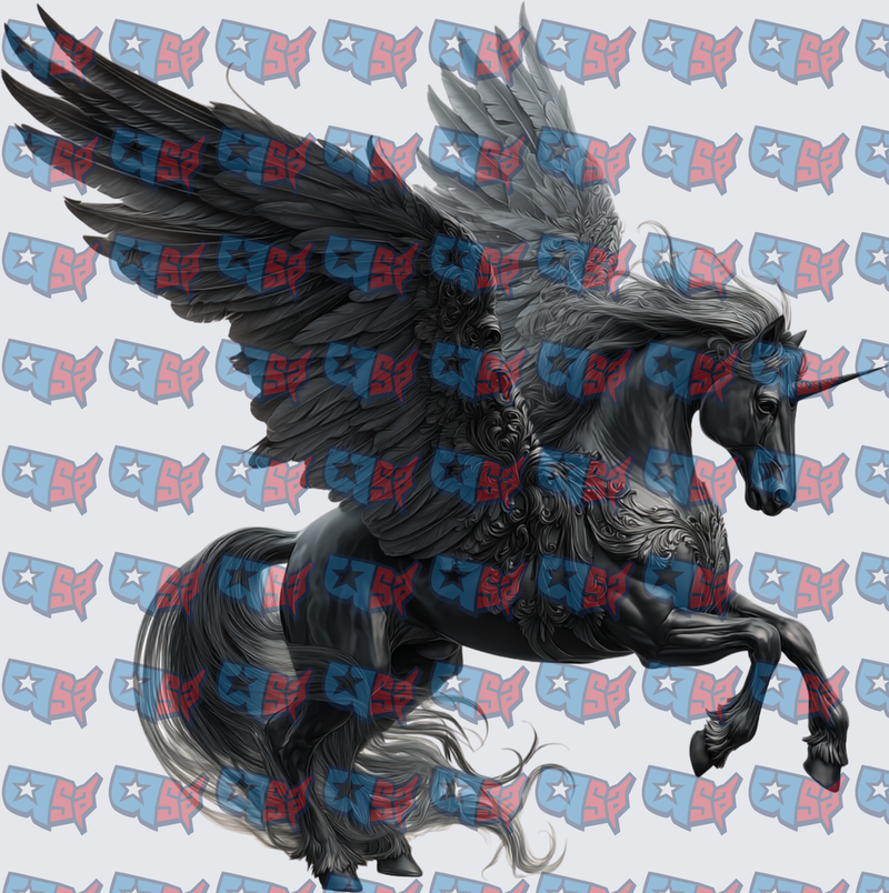 Dark Winged Unicorn Rearing Alicorn Fantasy (DTF)