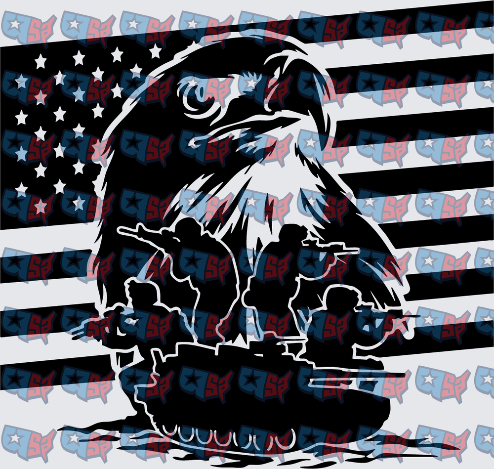 Bald Eagle Soldiers Tank American Flag Patriotic (DTF)