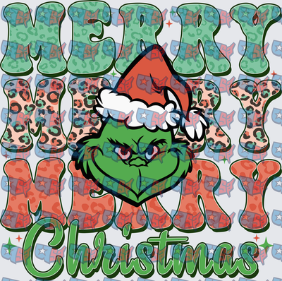 Merry Merry Merry Christmas Grumpy Green Guy Leopard (DTF)