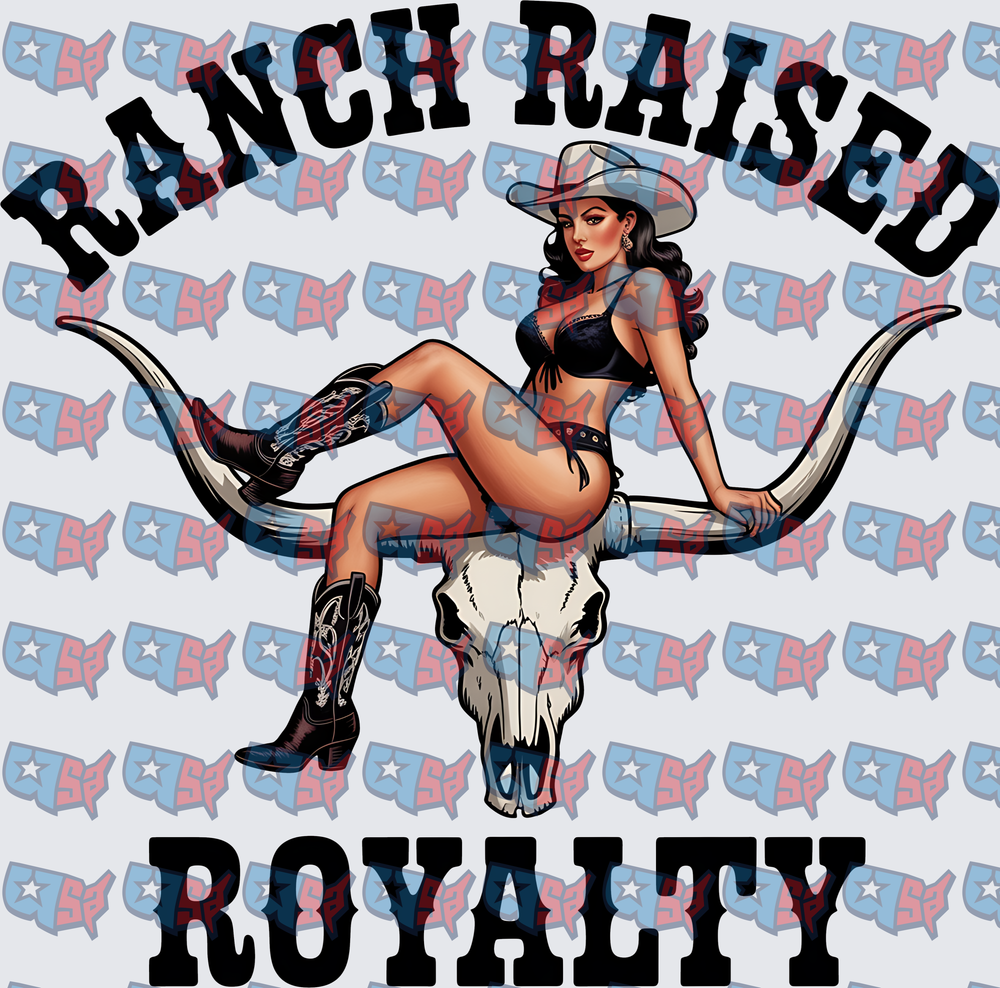 Ranch Raised Royalty Cowgirl Longhorn Skull (DTF)