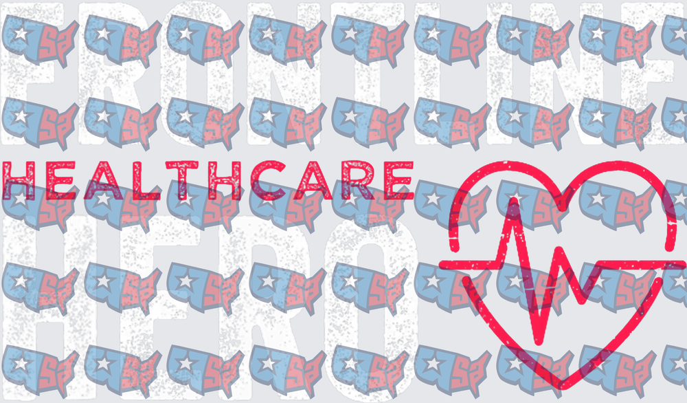 Frontline Healthcare Hero Heart EKG Patriotic USA (DTF)