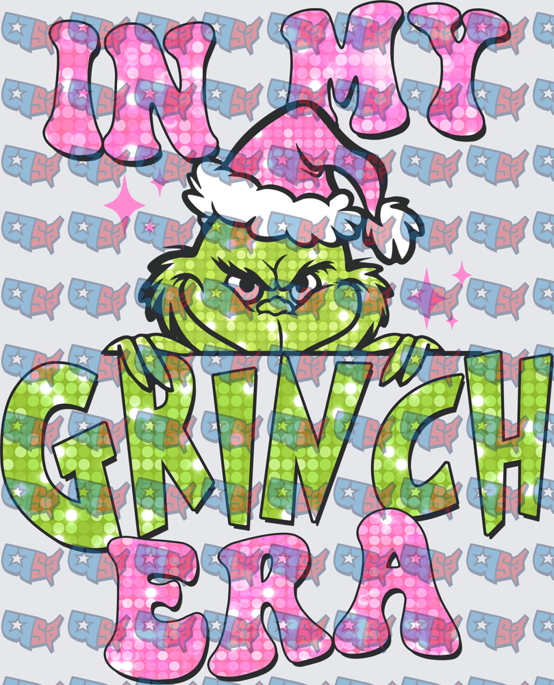In My Grinch Era Sequin Glitter Christmas (DTF)