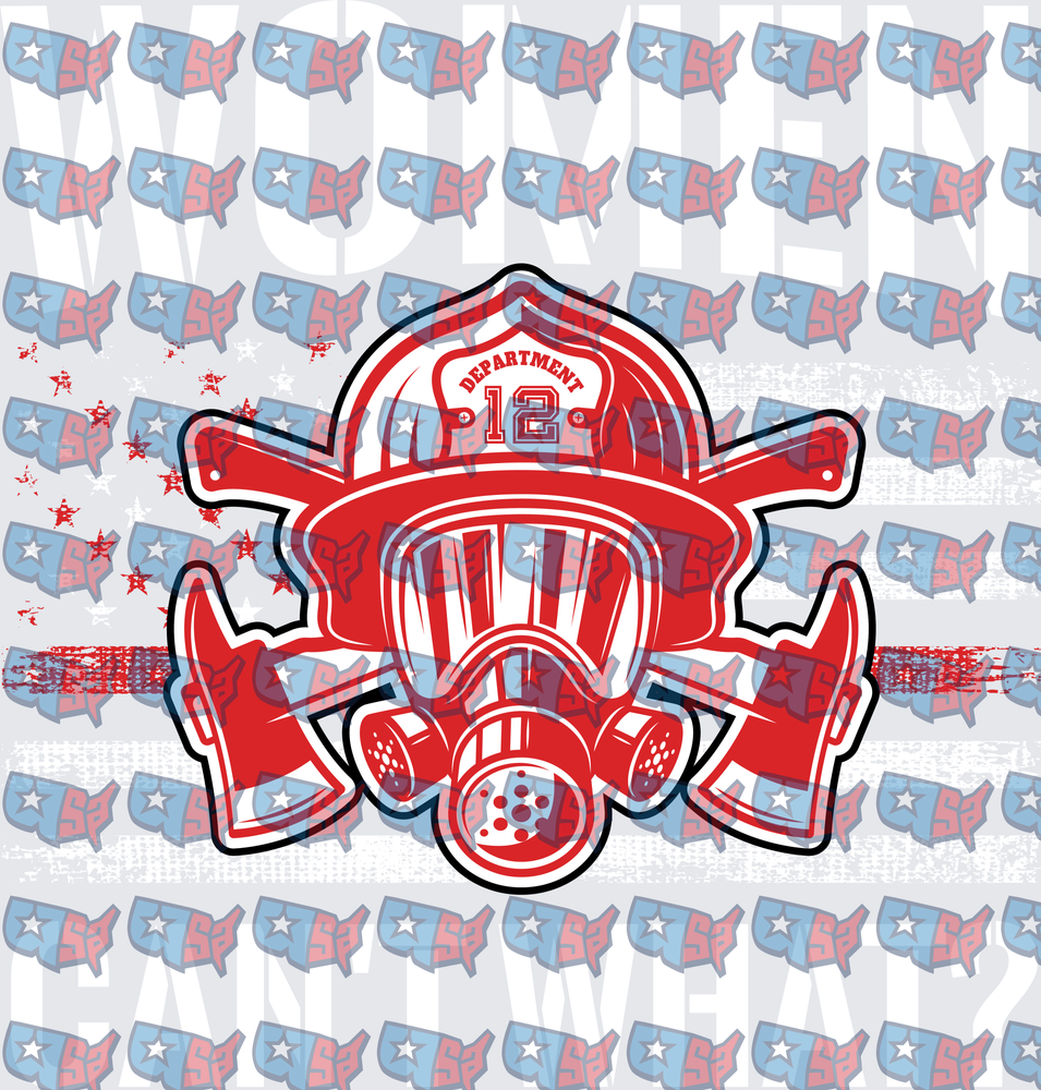 Firefighter Helmet Gas Mask Crossed Axes Department 12 (DTF)