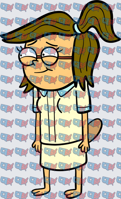 Nerdy Girl Cartoon Character With Ponytail And Glasses (DTF)