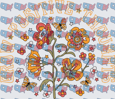 Grow Positive Thoughts Retro Floral Butterfly Design (DTF)