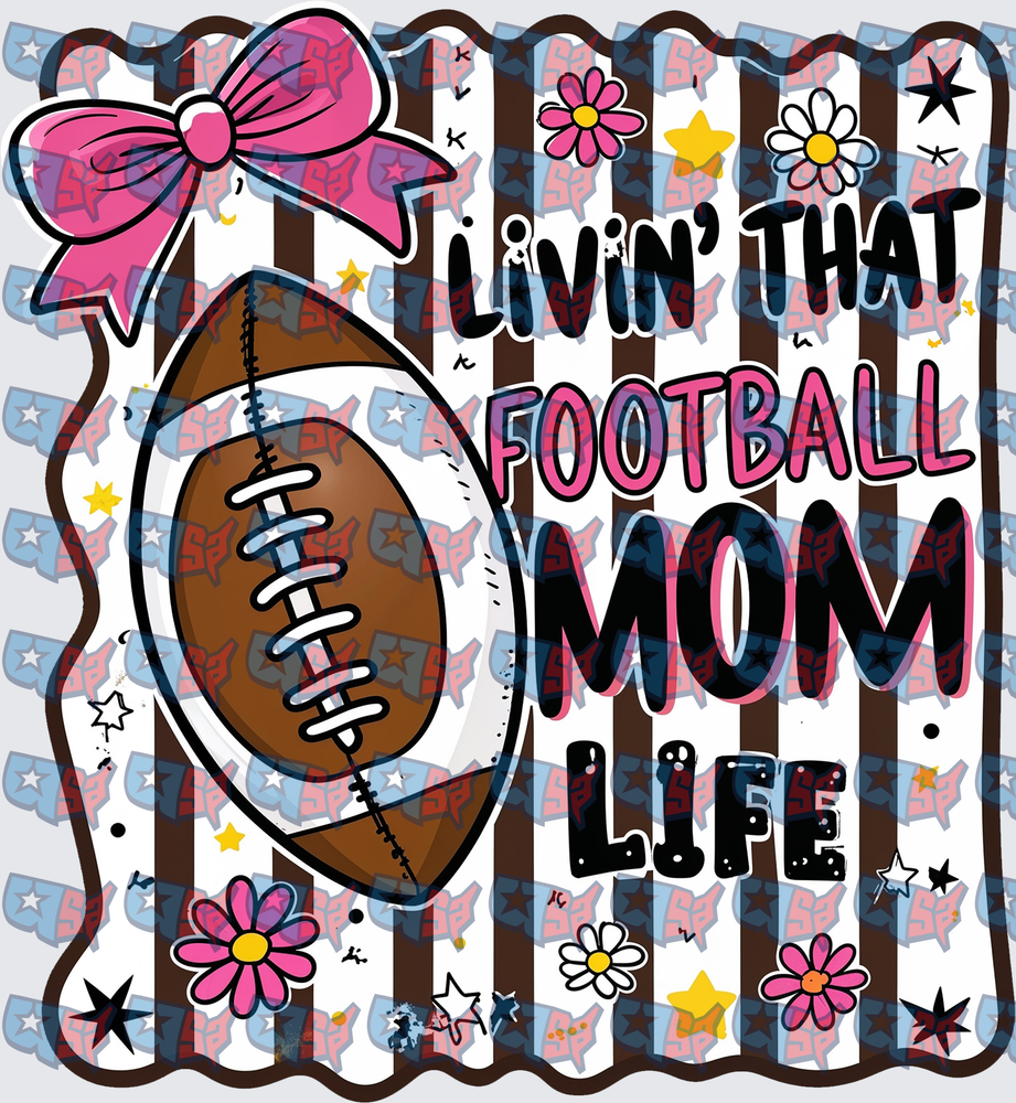 Livin That Football Mom Life Pink Bow Floral (DTF)