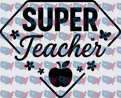 Super Teacher Diamond Badge with Apple (DTF)