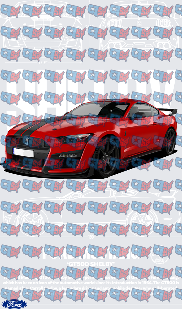 Red Muscle Car with Black Racing Stripes (DTF)