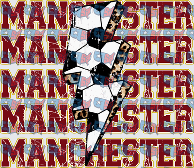 Manchester Soccer Lightning Bolt Leopard Grunge (DTF)