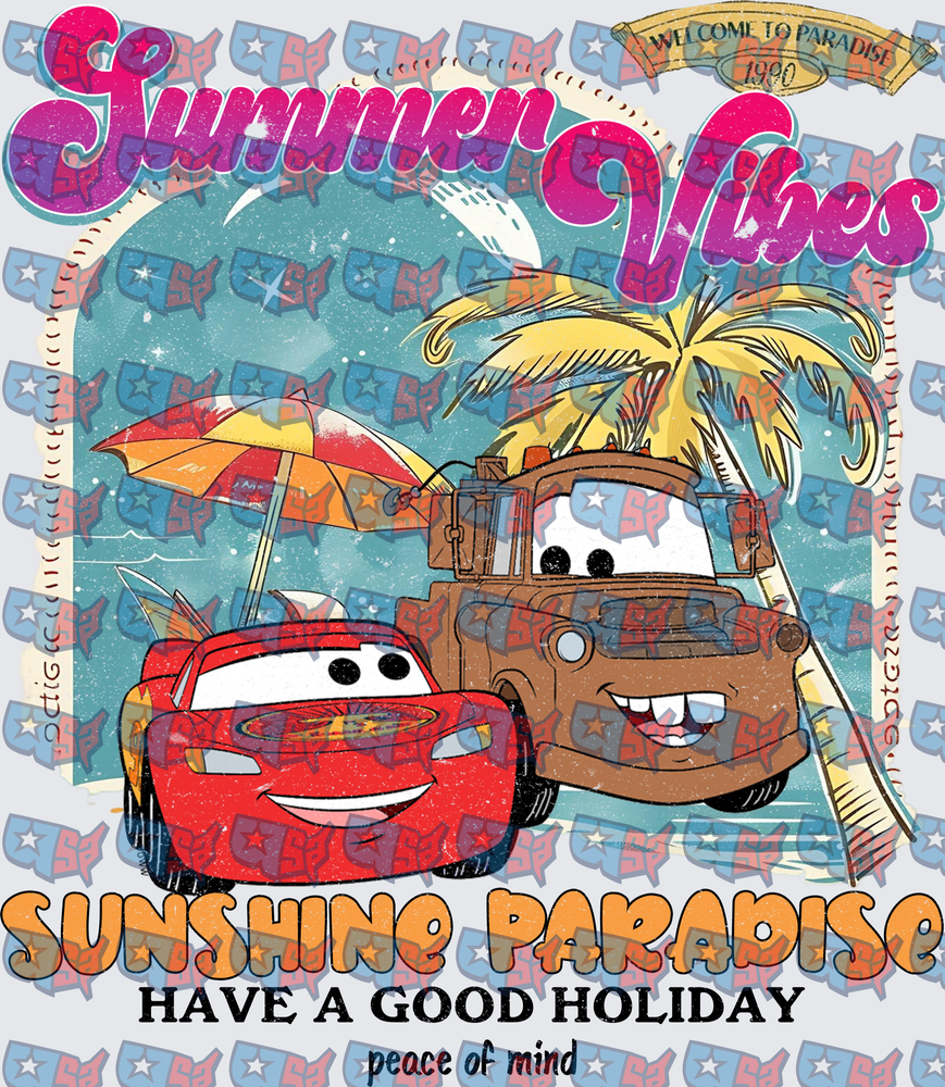 Lightning McQueen Mater Summer Vibes Sunshine Paradise (DTF)
