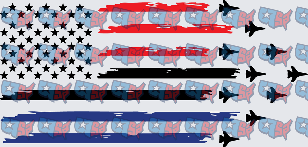 American Flag Thin Line Fighter Jets Patriotic Design (DTF)