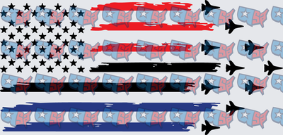 American Flag Thin Line Fighter Jets Patriotic Design (DTF)