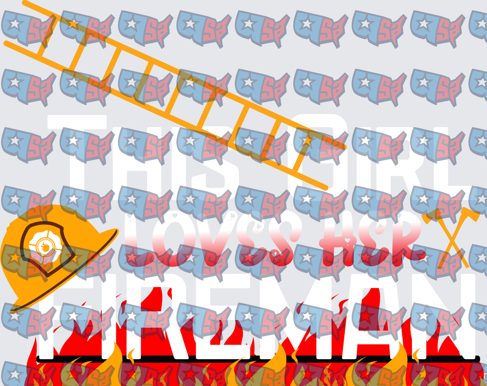 This Girl Loves Her Fireman Flames Ladder Design (DTF)