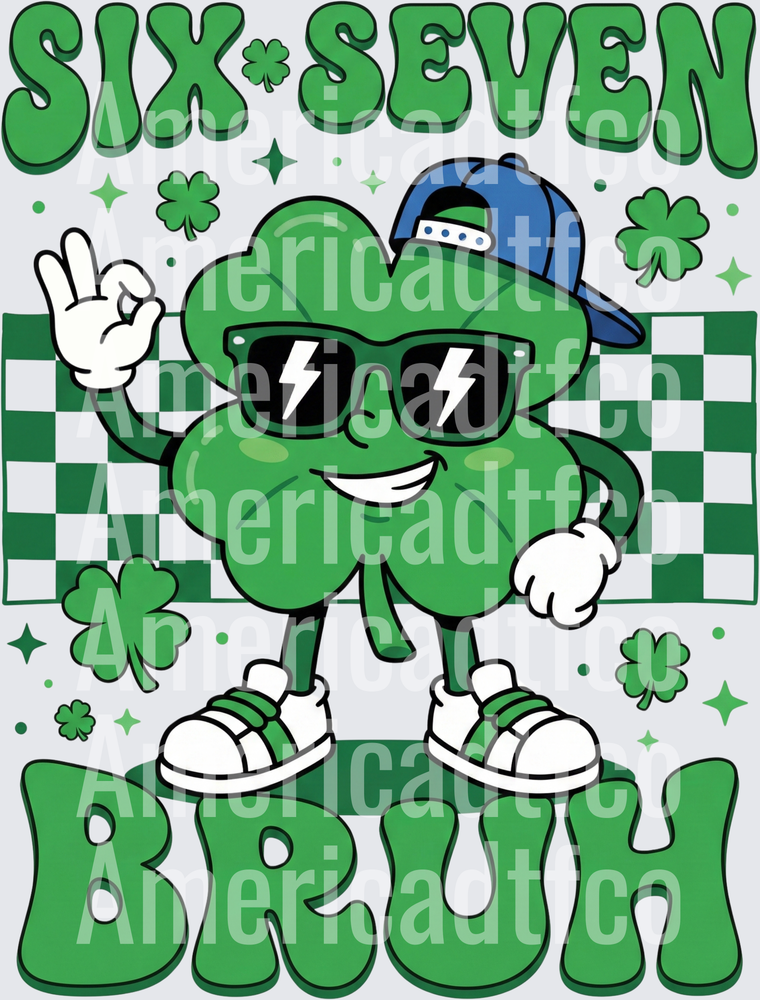 Six Seven Bruh St. Patrick's Day Cool Shamrock Character (DTF)