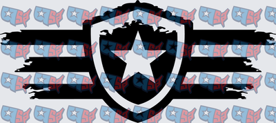 Distressed Star Shield Black Stripe Banner (DTF)