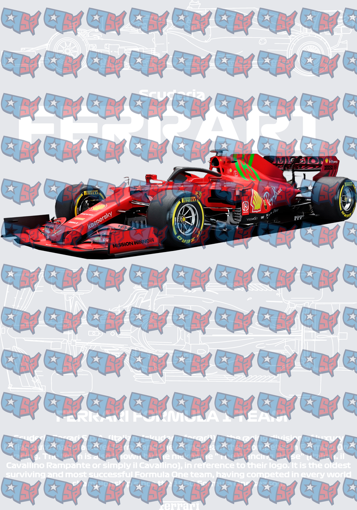Red Formula One Racing Car Side Profile (DTF)