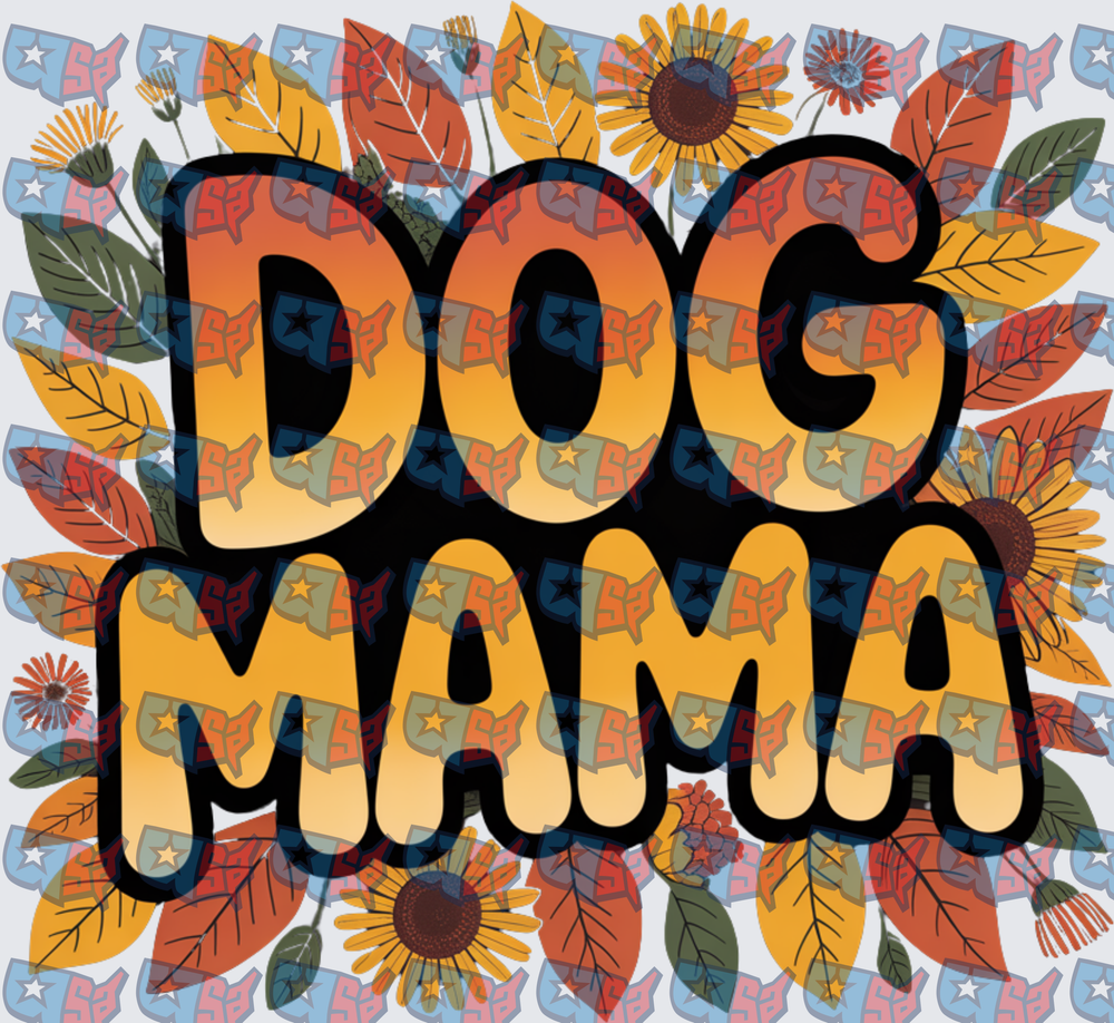 Dog Mama Retro Sunflower Floral Bold Lettering (DTF)