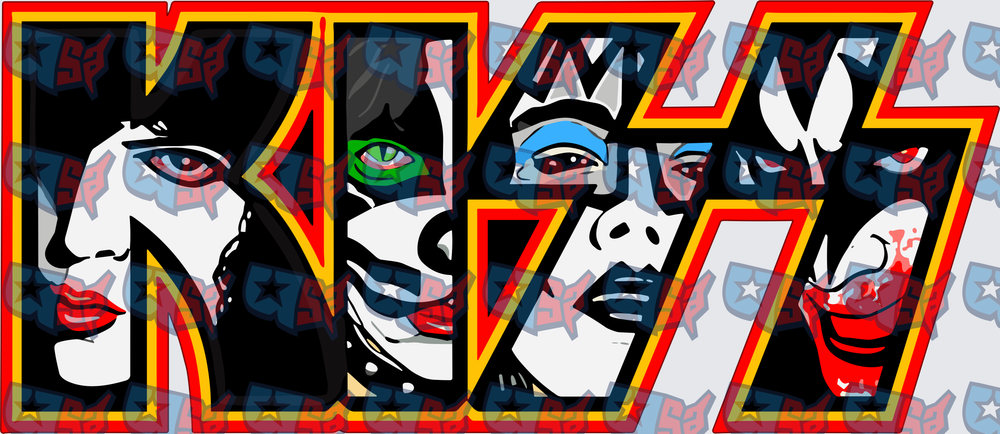 Rock Band Face Paint Logo Letter Design (DTF)