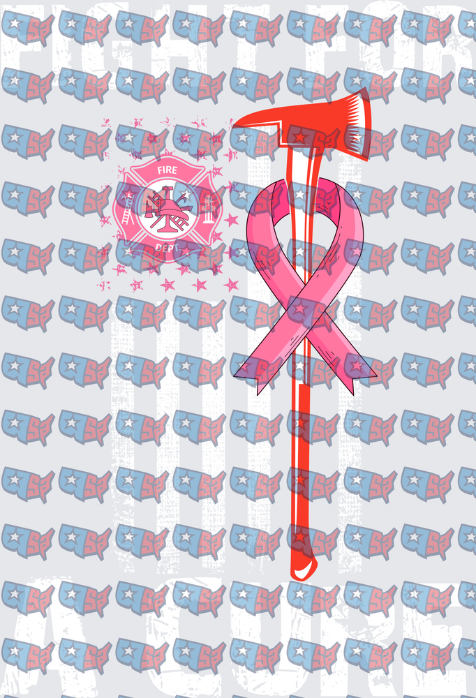 Firefighter Breast Cancer Awareness Axe Pink Ribbon (DTF)