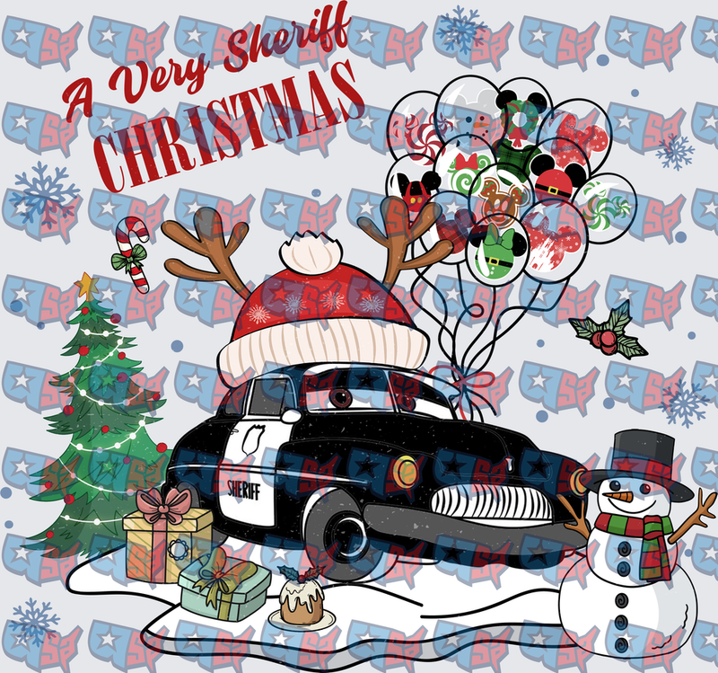 A Very Sheriff Christmas Car Holiday Scene (DTF)