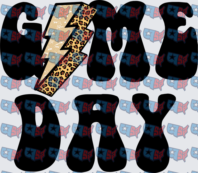 Game Day Leopard Lightning Bolt Bold Letters (DTF)