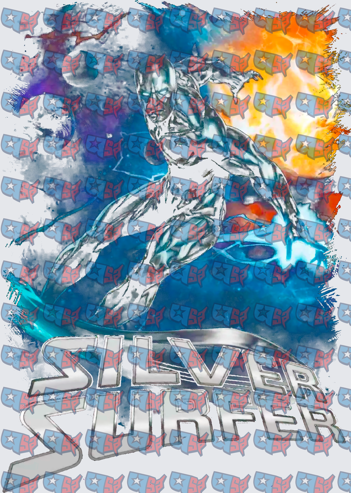 Silver Surfer Cosmic Energy Watercolor Splash (DTF)