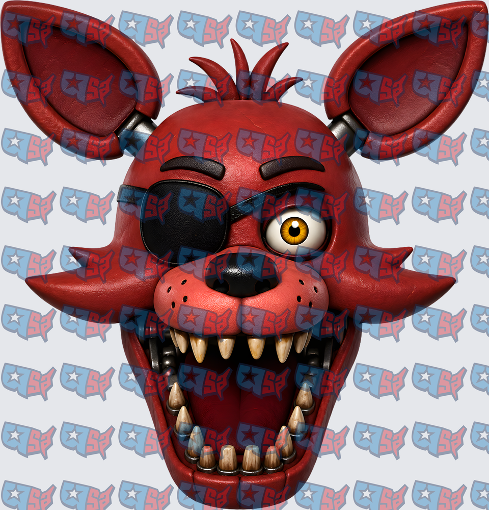 Animatronic Red Fox Face With Eye Patch (DTF)