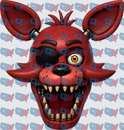 Animatronic Red Fox Face With Eye Patch (DTF)