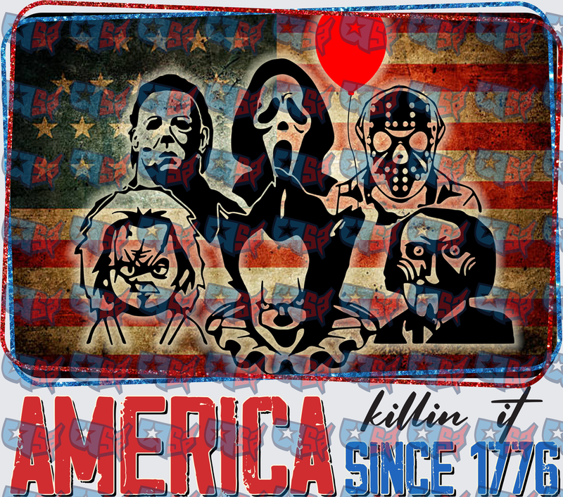 America Killin It Since 1776 Horror Icons Flag (DTF)