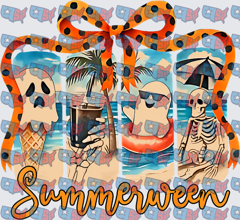 Summerween Beach Ghosts Skeleton Halloween Summer (DTF)