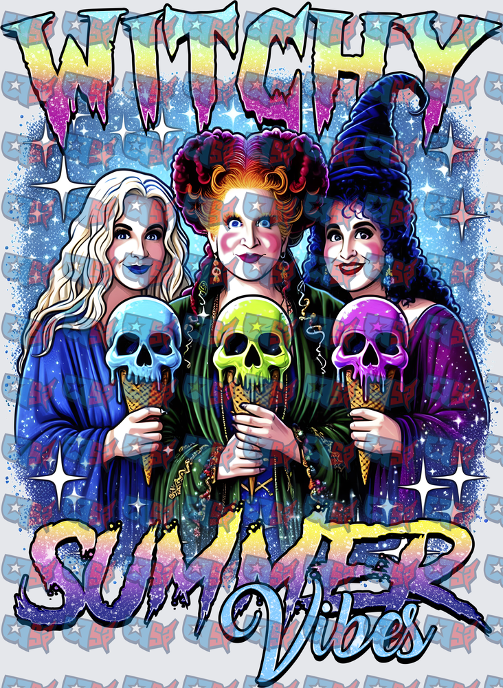 Witchy Summer Vibes Sanderson Sisters Skull Ice Cream (DTF)