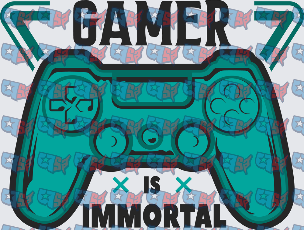 Gamer Is Immortal Teal Game Controller Design (DTF)