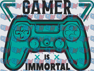 Gamer Is Immortal Teal Game Controller Design (DTF)