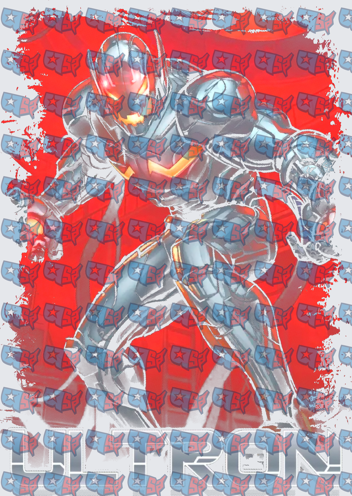 Ultron Marvel Villain Red Halftone Comic Art (DTF)