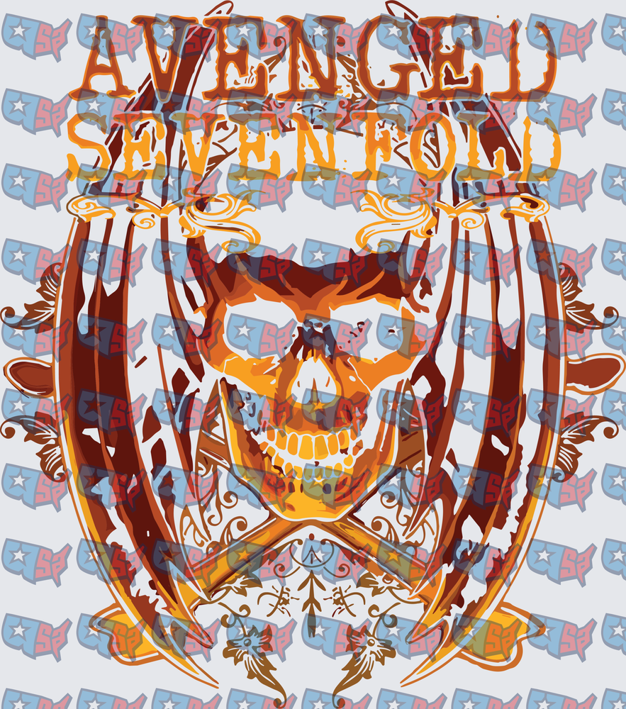 Flaming Skull With Bat Wings Rock Band Logo (DTF)