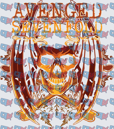 Flaming Skull With Bat Wings Rock Band Logo (DTF)