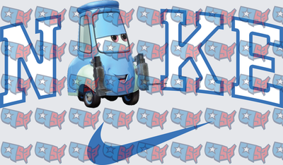Guido Cars Movie Blue Varsity Swoosh Logo Design (DTF)
