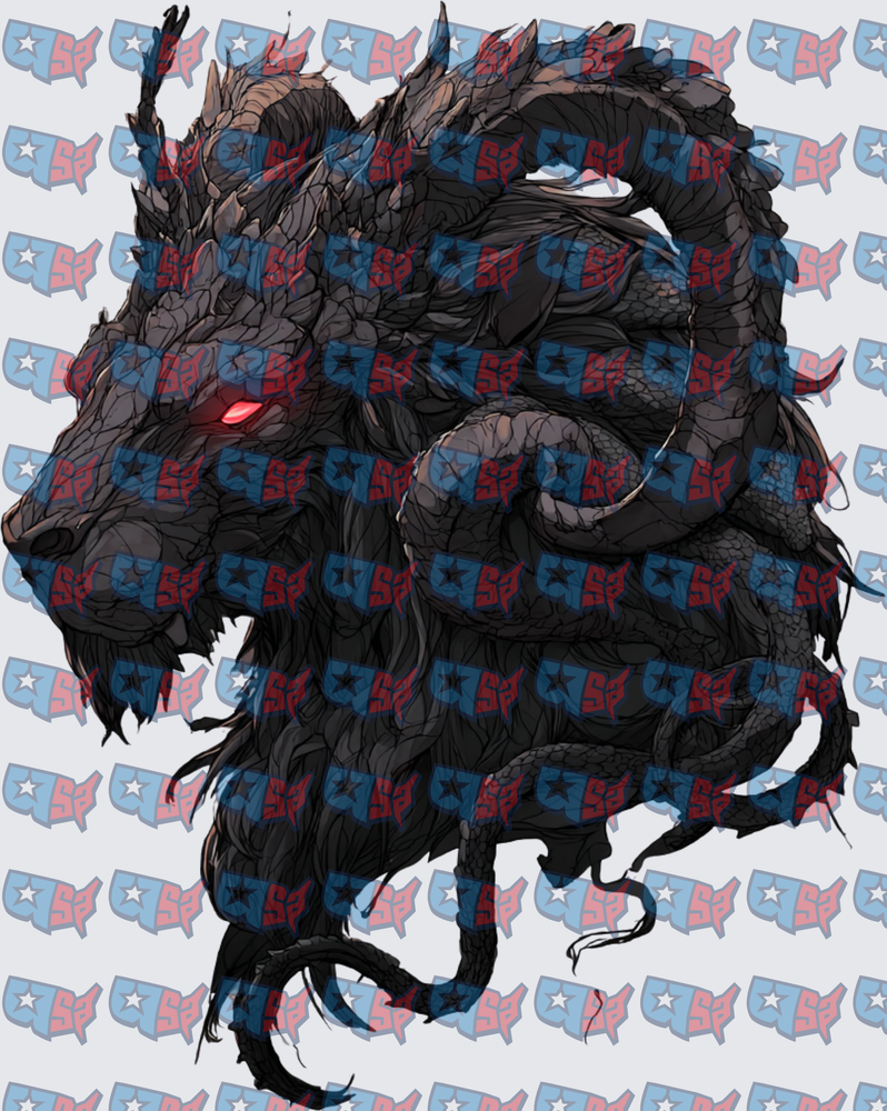 Dark Dragon Beast With Glowing Red Eyes (DTF)