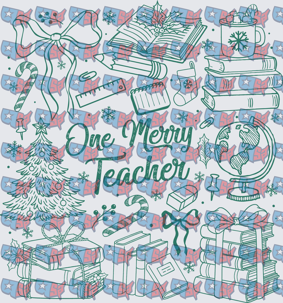 One Merry Teacher Christmas School Doodles (DTF)