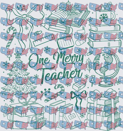One Merry Teacher Christmas School Doodles (DTF)