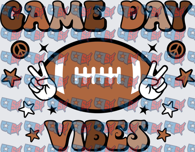 Game Day Vibes Football Peace Signs Retro (DTF)