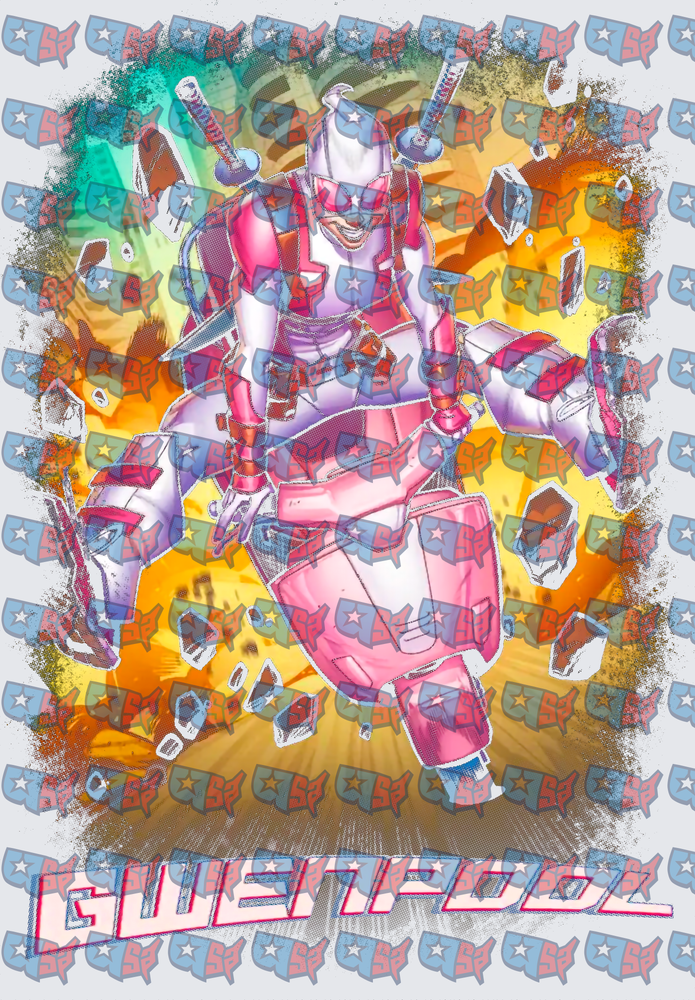 Gwenpool Comic Action Explosion Retro Graphic (DTF)