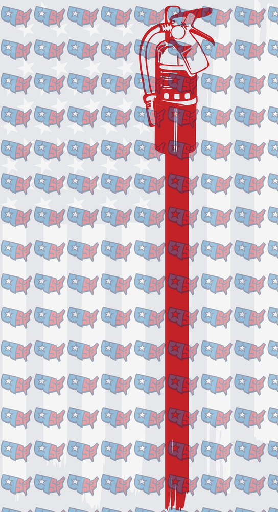 Red Fire Hydrant Patriotic USA Map Background (DTF)