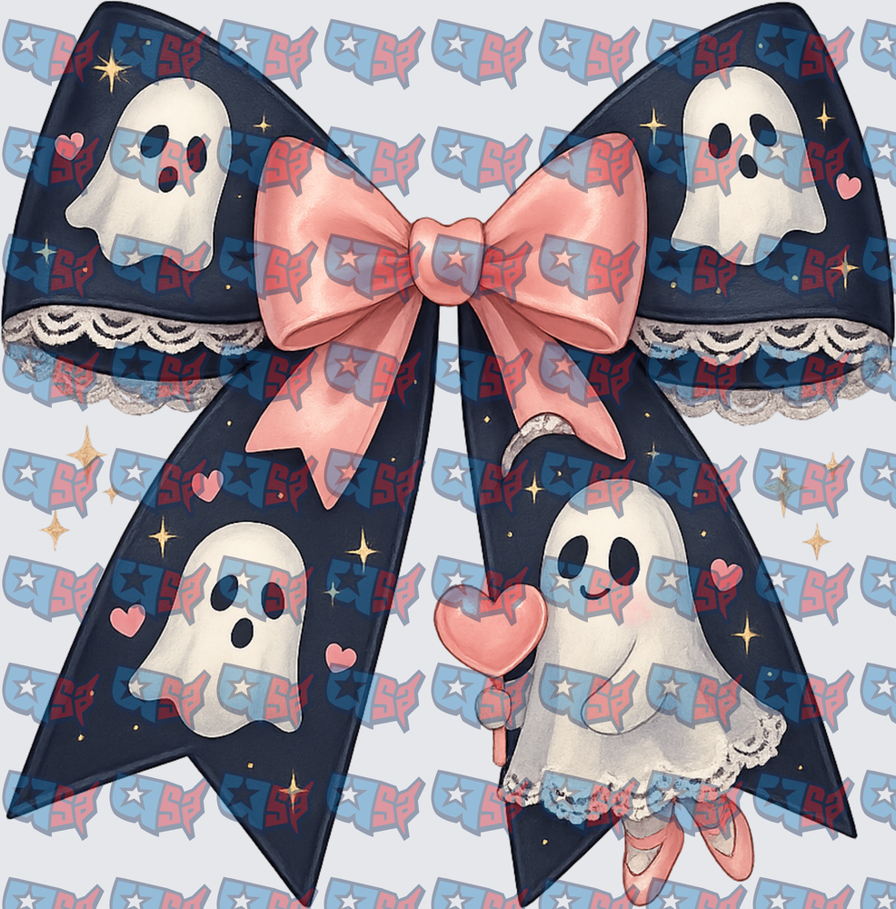 Cute Ghost Coquette Bow With Lace Halloween (DTF)